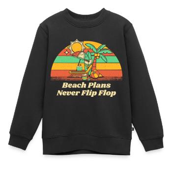 Beach Plans Never Flip Flop Summer Sayings - Kinder Premium Organic Sweatshirt - Schwarz - Vorne - AI Model Kid Female (0cm)