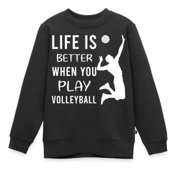 Volleyball Volleyballer Beach Volleyball Spieler - Kinder Premium Organic Sweatshirt - Schwarz - Vorne - AI Model Kid Female (0cm)