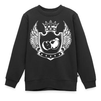 Apfel schild - Kinder Premium Organic Sweatshirt - Schwarz - Vorne - AI Model Kid Female (0cm)