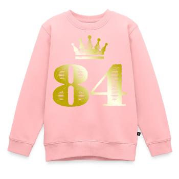 84 Zahl Krone Gold - Kinder Premium Organic Sweatshirt - Rosa - Vorne - AI Model Kid Female (0cm)
