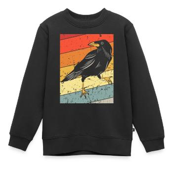 Krähenrabe Retro Vintage Distressed - Kinder Premium Organic Sweatshirt - Schwarz - Vorne - AI Model Kid Female (0cm)