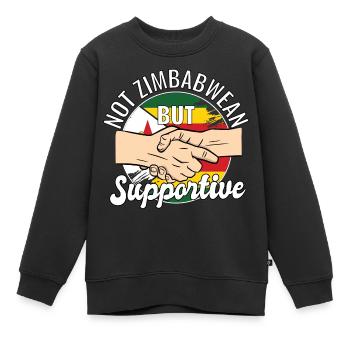 Not Zimbabwean But Supportive Country Traveler - Kinder Premium Organic Sweatshirt - Schwarz - Vorne - AI Model Kid Female (0cm)