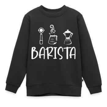 Barista Café Coffeeshop Papa Amoureux du café - Sweat Premium enfant bio - noir - Devant - AI Model Kid Female (0cm)