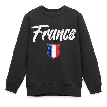 FRANKREICH - Kinder Premium Organic Sweatshirt - Schwarz - Vorne - AI Model Kid Female (0cm)