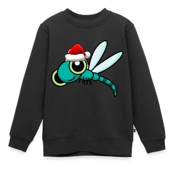 Drachenfliege Weihnachten libelle - Kinder Premium Organic Sweatshirt - Schwarz - Vorne - AI Model Kid Female (0cm)