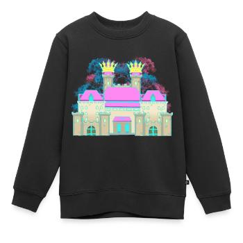 Schloss Burg Krone Festung Ritter König - Kinder Premium Organic Sweatshirt - Schwarz - Vorne - AI Model Kid Female (0cm)