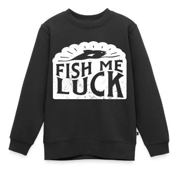Drôle Lac Rivière Pêche Jeu De Mots Poisson Moi Chance Navigation De Plaisance - Sweat Premium enfant bio - noir - Devant - AI Model Kid Female (0cm)