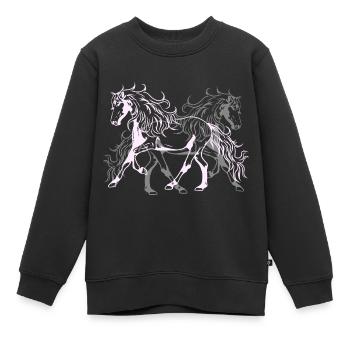 Heavenly Wild Horses Étalon Cavalier Passionné de chevaux - Sweat Premium enfant bio - noir - Devant - AI Model Kid Female (0cm)