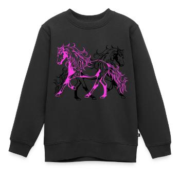 Himmlisch Wildpferde Hengst Reiter Reiterin Pferde - Kinder Premium Organic Sweatshirt - Schwarz - Vorne - AI Model Kid Female (0cm)