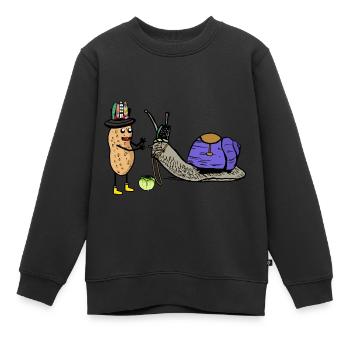 Erdnuss Schnecken Pferd Renner Rennpferd Pferde - Kinder Premium Organic Sweatshirt - Schwarz - Vorne - AI Model Kid Female (0cm)