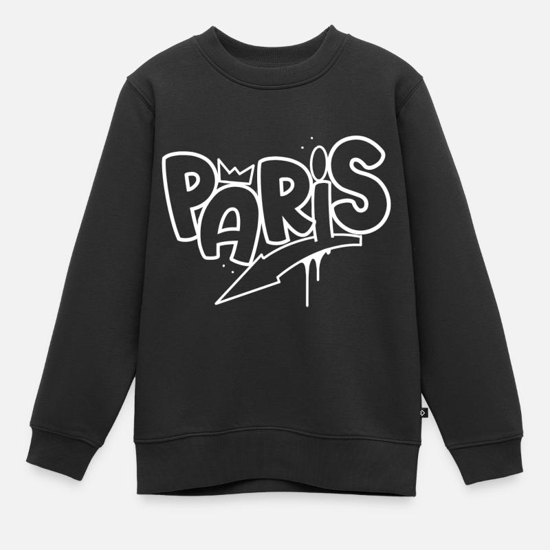 Paris Graffiti - Sweat Premium enfant bio - noir