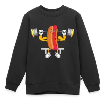 Hot Dog Bodybuilding Fitness Gym Cadeau - Sweat Premium enfant bio - noir - Devant - AI Model Kid Female (0cm)