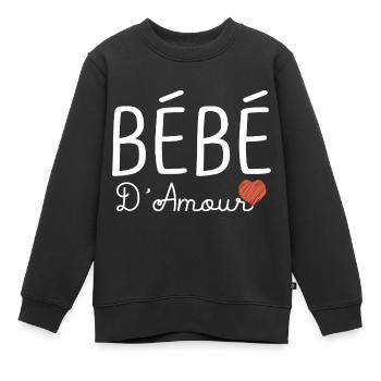 bébé d amour T shirt famille - Sweat Premium enfant bio - noir - Devant - AI Model Kid Female (0cm)