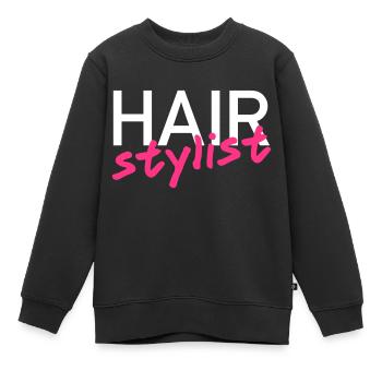 Hairstylist (Schrift schräg) - Kinder Premium Organic Sweatshirt - Schwarz - Vorne - AI Model Kid Female (0cm)