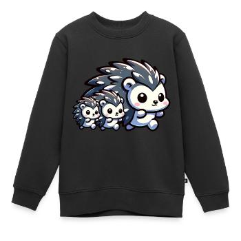 Süße Igelfamilie - Kinder Premium Organic Sweatshirt - Schwarz - Vorne - AI Model Kid Female (0cm)