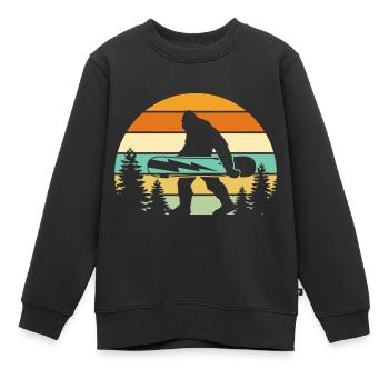 Snowboard Yeti – Bigfoot im Retro-Stil - Kinder Premium Organic Sweatshirt - Schwarz - Vorne - AI Model Kid Female (0cm)