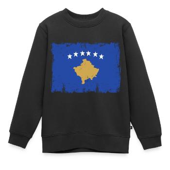Kosovo Flagge für stolze Deutsch-Kosovaren - Kinder Premium Organic Sweatshirt - Schwarz - Vorne - AI Model Kid Female (0cm)