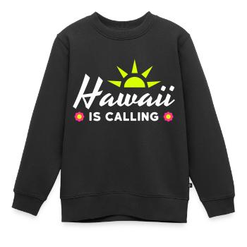 Hawaï appelle (soleil, rayons du soleil, fleurs) - Sweat Premium enfant bio - noir - Devant - AI Model Kid Female (0cm)