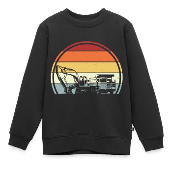 Bagger Baustelle - Kinder Premium Organic Sweatshirt - Schwarz - Vorne - AI Model Kid Female (0cm)