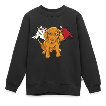 Hund Haustiere Engel Teufel Flügel Hunde teuflisch - Kinder Premium Organic Sweatshirt - Schwarz - Vorne - AI Model Kid Female (0cm)