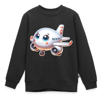 Avion - Sweat Premium enfant bio - noir - Devant - AI Model Kid Female (0cm)