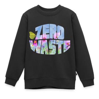 zero waste blumenwiese mit schmetterling - Kinder Premium Organic Sweatshirt - Schwarz - Vorne - AI Model Kid Female (0cm)