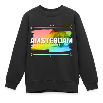Amsterdam - Kinder Premium Organic Sweatshirt - Schwarz - Vorne - AI Model Kid Female (0cm)