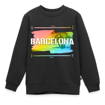 Barcelona - Kinder Premium Organic Sweatshirt - Schwarz - Vorne - AI Model Kid Female (0cm)