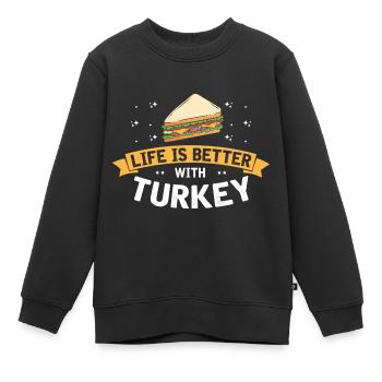 Food Love Sandwich Baguette Ketchup - Sweat Premium enfant bio - noir - Devant - AI Model Kid Female (0cm)