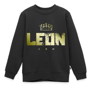 Leon - Kids Premium Organic Sweatshirt - black - Front - AI Model Kid Female (0cm)