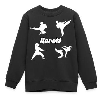 Karaté - Sweat Premium enfant bio - noir - Devant - AI Model Kid Female (0cm)
