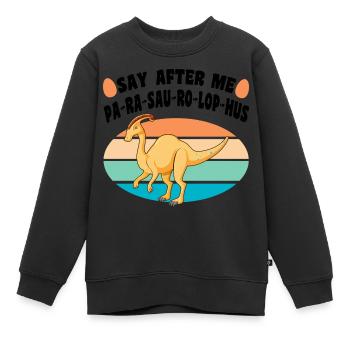 Dino - Kinder Premium Organic Sweatshirt - Schwarz - Vorne - AI Model Kid Female (0cm)