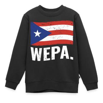 Fier portoricain Wepa Porto Rico Flag Latino - Sweat Premium enfant bio - noir - Devant - AI Model Kid Female (0cm)