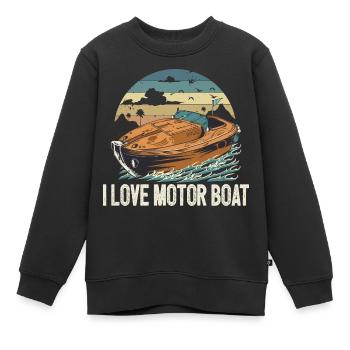 J’aime la parade de bateaux à moteur Citation de bateau à moteur - Sweat Premium enfant bio - noir - Devant - AI Model Kid Female (0cm)
