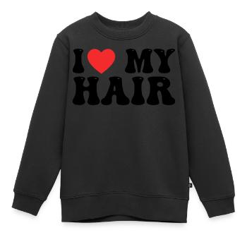 I Love My Hair - J'aime Mes Cheveux - Sweat Premium enfant bio - noir - Devant - AI Model Kid Female (0cm)