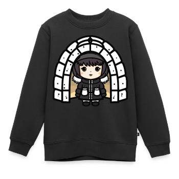 Iglu Eskimo Winter Comic - Kinder Premium Organic Sweatshirt - Schwarz - Vorne - AI Model Kid Female (0cm)
