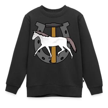 Berufe Hufschmied Hufeisen Schmied Pferd Job Beruf - Kinder Premium Organic Sweatshirt - Schwarz - Vorne - AI Model Kid Female (0cm)