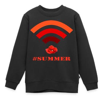 wifi mohnblume hashtag summer - Kinder Premium Organic Sweatshirt - Schwarz - Vorne - AI Model Kid Female (0cm)
