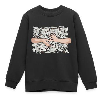 Gebärdensprache zwei Hände abstrakter Hintergrund - Kinder Premium Organic Sweatshirt - Schwarz - Vorne - AI Model Kid Female (0cm)