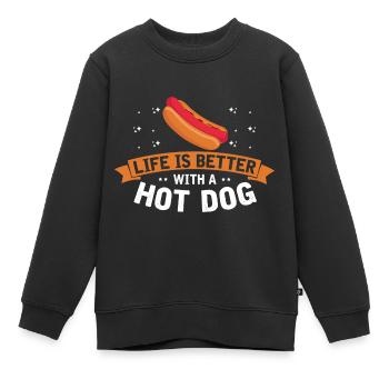 Hot dog adore la saucisse de pomme de terre hot-dog - Sweat Premium enfant bio - noir - Devant - AI Model Kid Female (0cm)