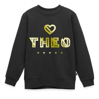 Theo Herz - Kinder Premium Organic Sweatshirt - Schwarz - Vorne - AI Model Kid Female (0cm)