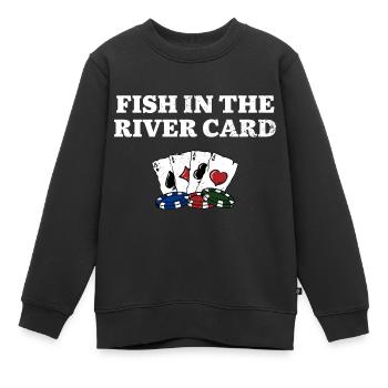 Fish in the River Card Card Games Poker Card - Kinder Premium Organic Sweatshirt - Schwarz - Vorne - AI Model Kid Female (0cm)