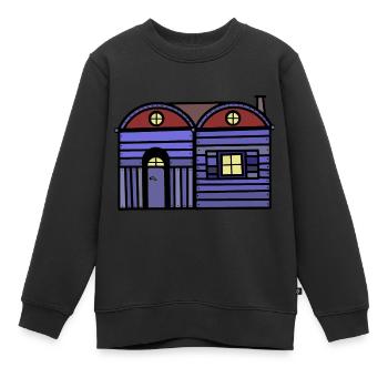 Maison en bois Cabine Immobilier Roulotte Appartement De Vie - Sweat Premium enfant bio - noir - Devant - AI Model Kid Female (0cm)