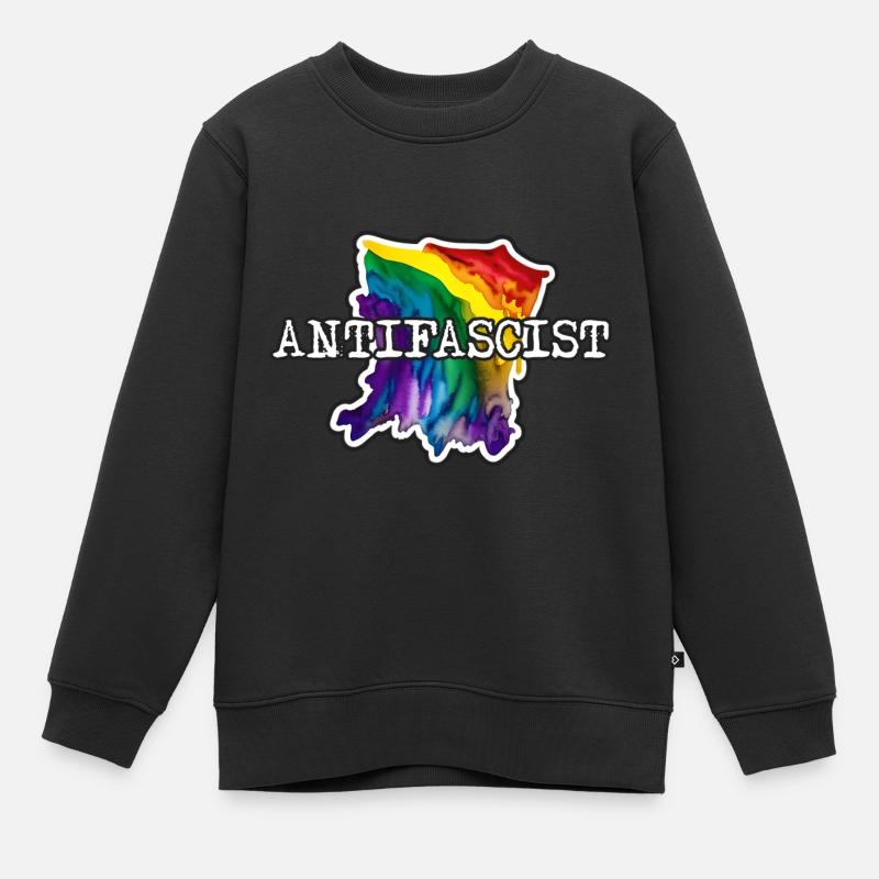 Antifa antifascistes arc-en-ciel - Sweat Premium enfant bio - noir