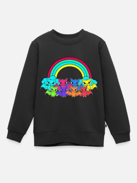 80-luku 90-luvun retrolepakko Halloween sateenkaari - Lasten Premium collegepaita luomu - musta