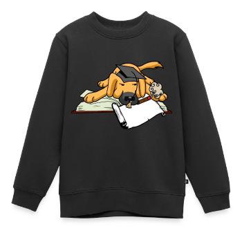 Hund Student Studium Uni Universität Gelehrter Abi - Kinder Premium Organic Sweatshirt - Schwarz - Vorne - AI Model Kid Female (0cm)
