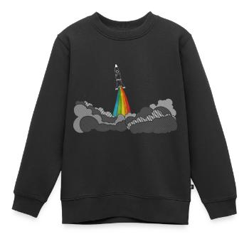 Missile Rocket (navette spatiale) - Sweat Premium enfant bio - noir - Devant - AI Model Kid Female (0cm)