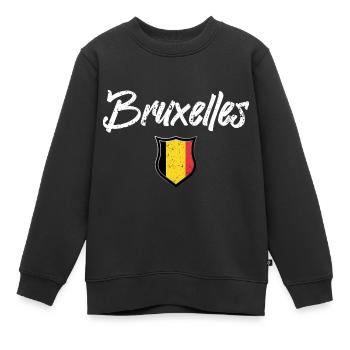 Bruxelles Belgique - Sweat Premium enfant bio - noir - Devant - AI Model Kid Female (0cm)