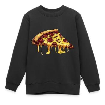 Cartoon Pizza mit Salami, Pilzen und viel Käse - Kinder Premium Organic Sweatshirt - Schwarz - Vorne - AI Model Kid Female (0cm)