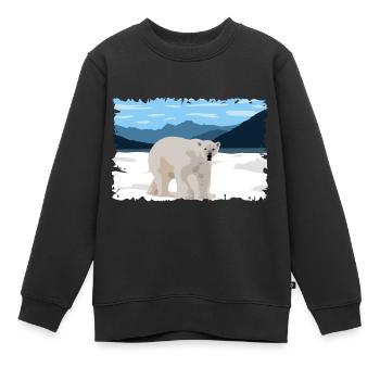 Ours blanc polaire sur la banquise paysage nature - Sweat Premium enfant bio - noir - Devant - AI Model Kid Female (0cm)